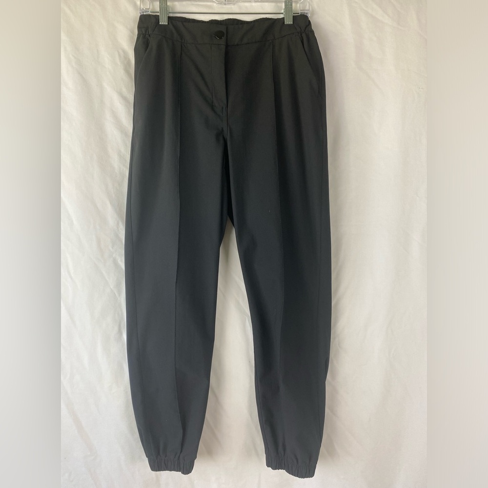 Lululemon Mens Black Jogger Pants Front Seam Button Front Elastic Waist Sz 29